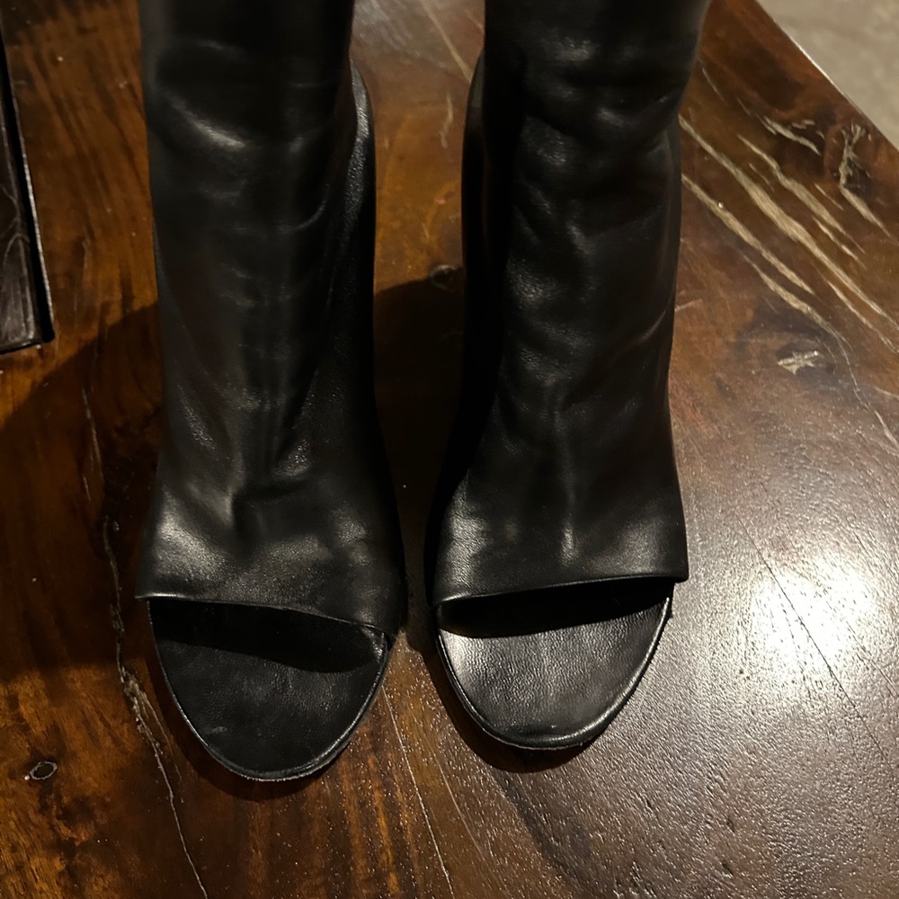 Balenciaga Black Leather Platform Slingback Sandals